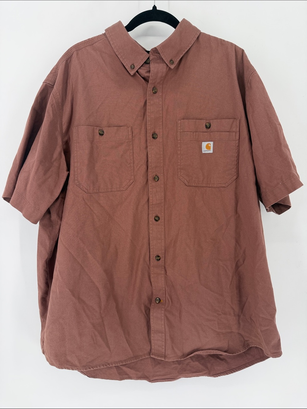 Carhartt Rugged Flex Relaxed Fit Short Sleeve Work Shirt Brown 2XL